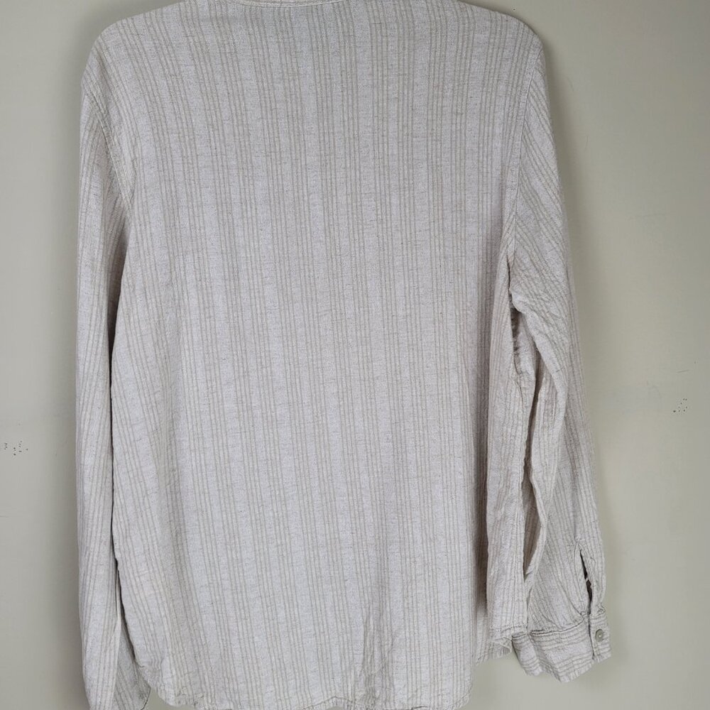 Orvis Women Linen Blend Button Down Shirt large Beige Striped Lightweight Top - Picture 4 of 9